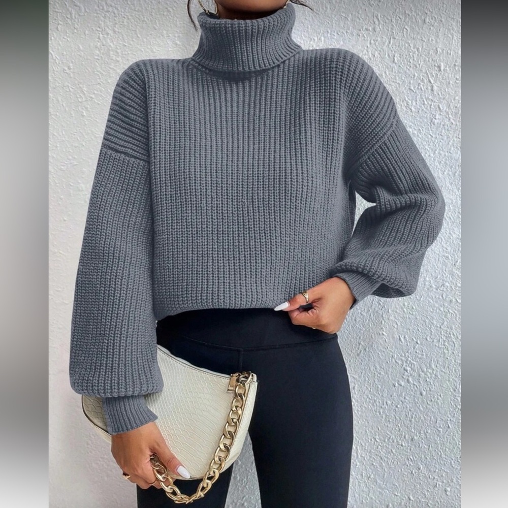 Gray Turtleneck Sweater